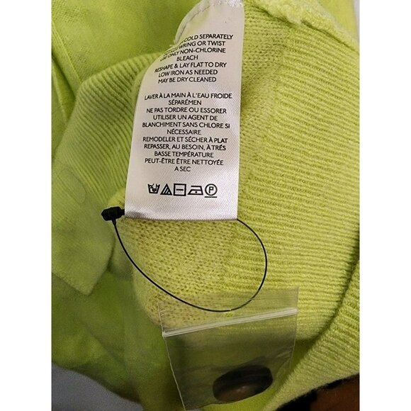 Free People Swim Too Deep Slouchy 100% Cashmere Cardigan Lime Green Yellow Sz S - Picture 5 of 6